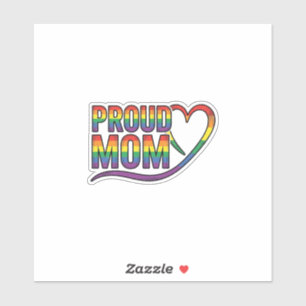 Pegatina Orgullosa Mamá Corazón Arcoíris Diseño de Grabado 