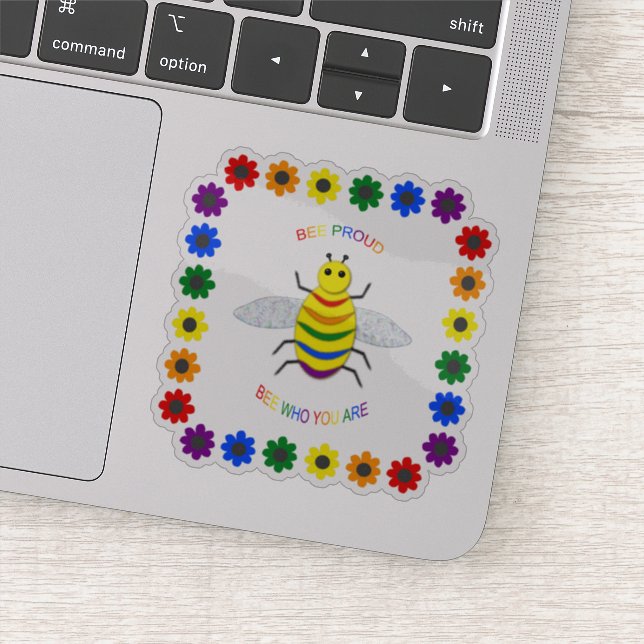 Pegatina Orgulloso arcoíris y flores de la comunidad LGBT (Detalle)