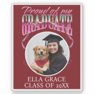 Pegatina Orgulloso de mi Personalizado graduado Foto Chrome