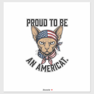 Pegatina Orgulloso De Ser Una Camiseta De Gato Patriota Ame