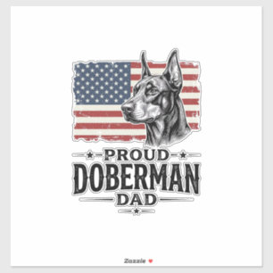 Pegatina Orgulloso padre Doberman bandera vintage diseño ve