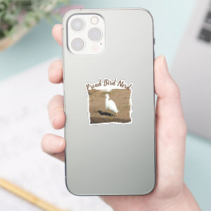 Pegatina Orgulloso Pájaro Nerd Elegante Pájaro Hobby Blanco