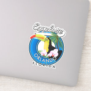 Pegatina Orlando Florida Explora logotipo retro.