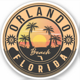Pegatina Orlando Florida Tropical Retro Sunset Souvenirs