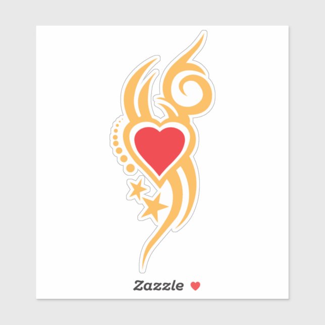 Pegatina Ornamental Floral Heart Tattoo (Hoja)