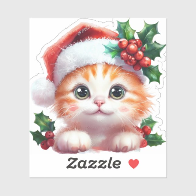 Pegatina Ornamento de gato para Navidades de regalo - Regal (Hoja)