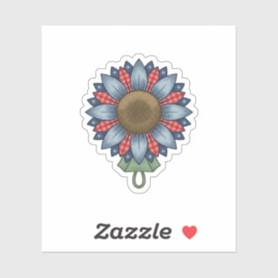 Pegatina Ornamento de girasol de mezclilla patriótico vinta