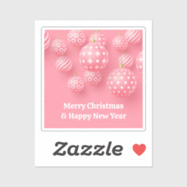 Pegatina Ornamentos rosas Feliz Navidad Y Feliz Año Nuevo