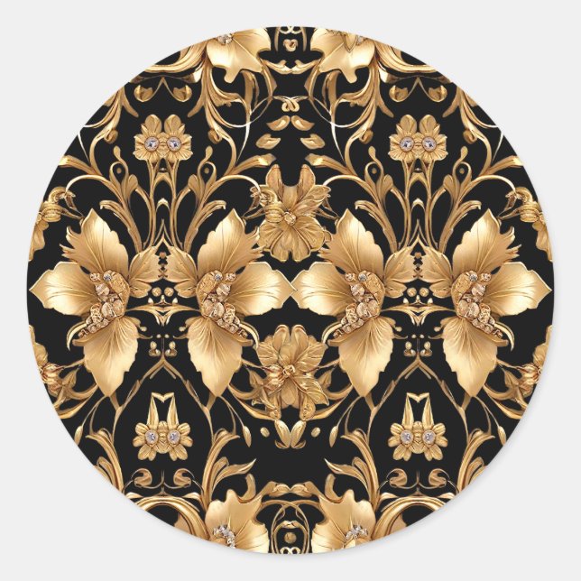 Pegatina Ornate Floral Oro Negro (Anverso)
