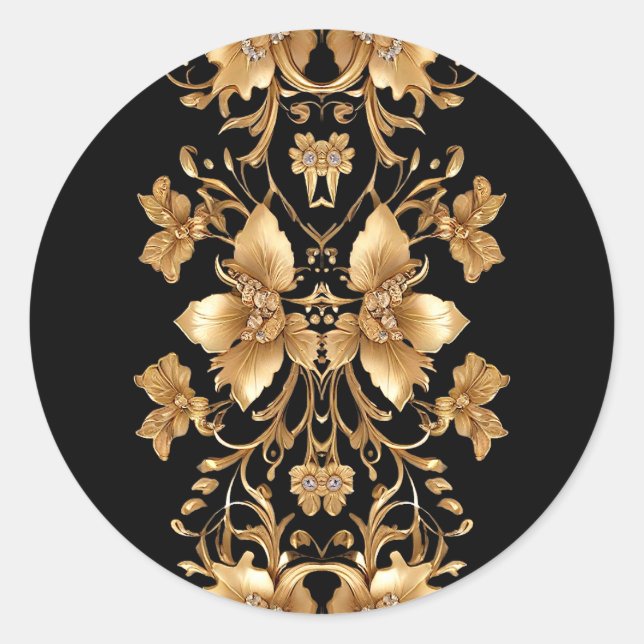 Pegatina Ornate Floral Oro Negro (Anverso)