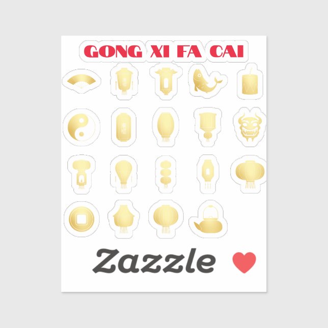 Pegatina Oro del Año Nuevo Lunar 5 (Hoja)