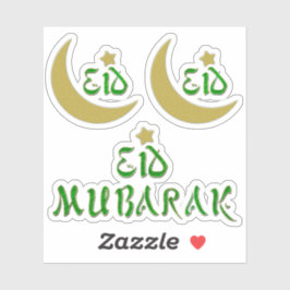 Pegatina Oro Eid Mubarak Moon Star Typography
