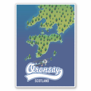 Pegatina Oronsay Escocia mapa isla