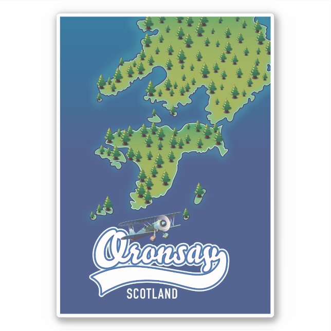 Pegatina Oronsay Escocia mapa isla  (Anverso)