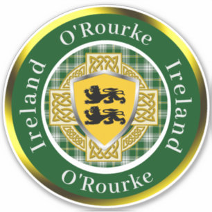 Pegatina O'Rourke Irish Shield/Celtic Cross Personalizado