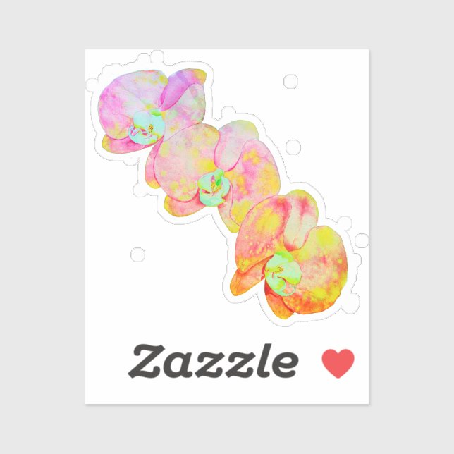 Pegatina orquídeas caribeñas, flores acuáticas tropicales (Hoja)