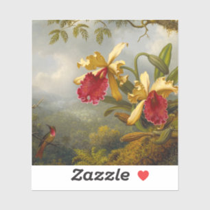 Pegatina Orquids y Hummingbird Heade