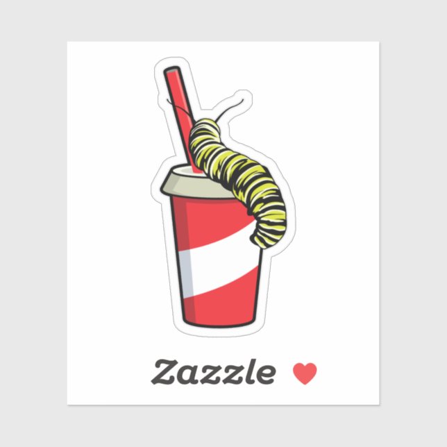 Pegatina oruga con bebida (Hoja)