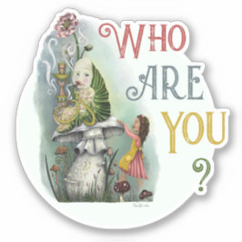 Pegatina oruga rosada en Alicia en arte de maravillas