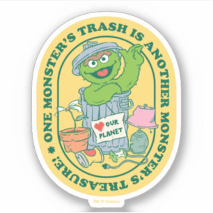Pegatina Oscar el Grouch   Monster Treasure Badge