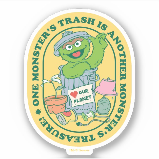 Pegatina Oscar el Grouch | Monster Treasure Badge (Anverso)
