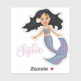 Pegatina Oscura sirena haitiana rosada lindo estatión perso