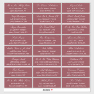 Pegatina Oscuro Red Elegant Script 24 Dirección de invitado