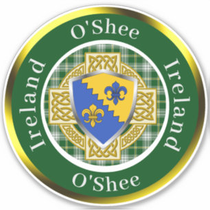 Pegatina O'Shee Irish Shield/Celtic Cross Personalizado