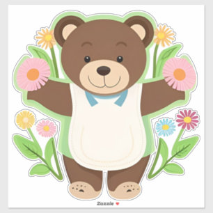 Pegatina Osito de peluche marrón lindo dibujo animado