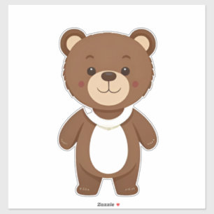 Pegatina Osito de peluche marrón lindo dibujo animado