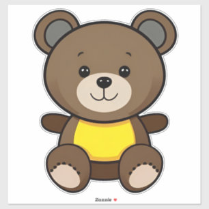 Pegatina Osito de peluche marrón lindo dibujo animado