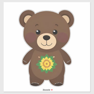 Pegatina Osito de peluche marrón lindo dibujo animado