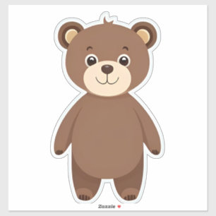 Pegatina Osito de peluche marrón lindo dibujo animado
