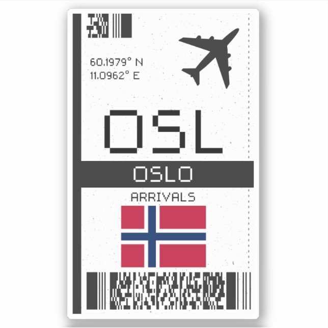 Pegatina OSL Oslo, Noruega Embarque Pass - Flight Ticket (Anverso)