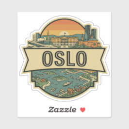 Pegatina Oslo City Norway Skyline Retro Travel Badge