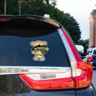 Pegatina Oso Camuflado de Corazón de Amor Gigante Militar