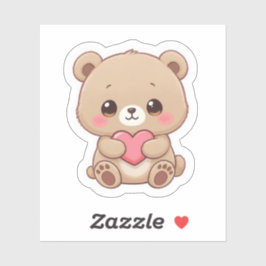 Pegatina Oso Chibi Adorable con Corazón