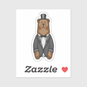 Pegatina Oso como Groom con Chaqueta