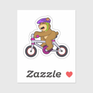 Pegatina Oso con bicicleta y casco