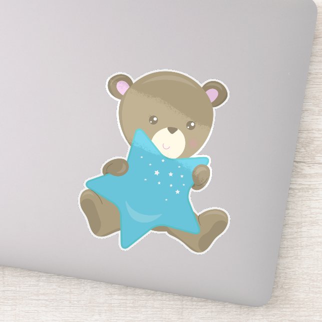 Pegatina Oso Cubierto, Oso Infantil, Oso Pequeño, Oso Con E