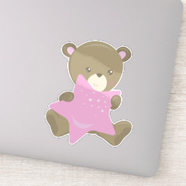 Pegatina Oso Cubierto, Oso Pequeño, Oso Infantil, Oso Con E