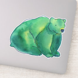 Pegatina Oso de acuarela verde