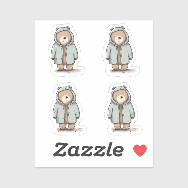 Pegatina Oso de color de agua suave (Hoja)