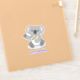 Pegatina Oso de koala con hojas ilustracion personalizado