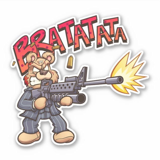 Pegatina Oso de miedo - Gangster (Anverso)