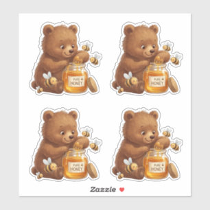 Pegatina Oso de Miel y Abejas Vinilo Personalizado