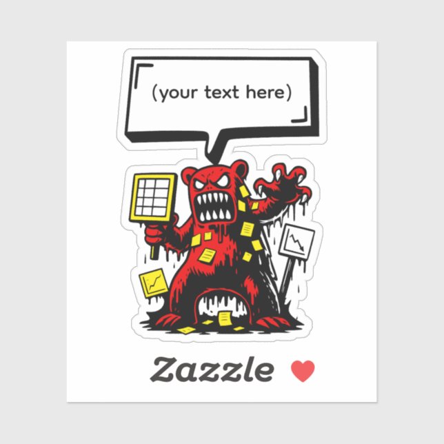 Pegatina Oso de oficina enojado (Hoja)