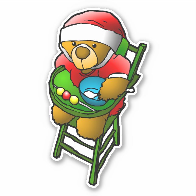 Pegatina Oso de peluche de Santa (Anverso)