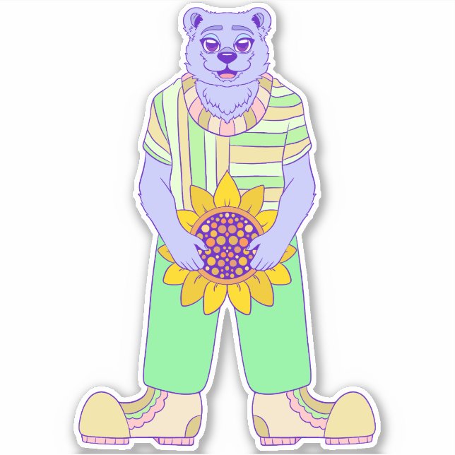 Pegatina Oso de verano feliz (Anverso)