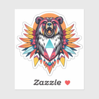 Pegatina Oso Decorado Nativo
